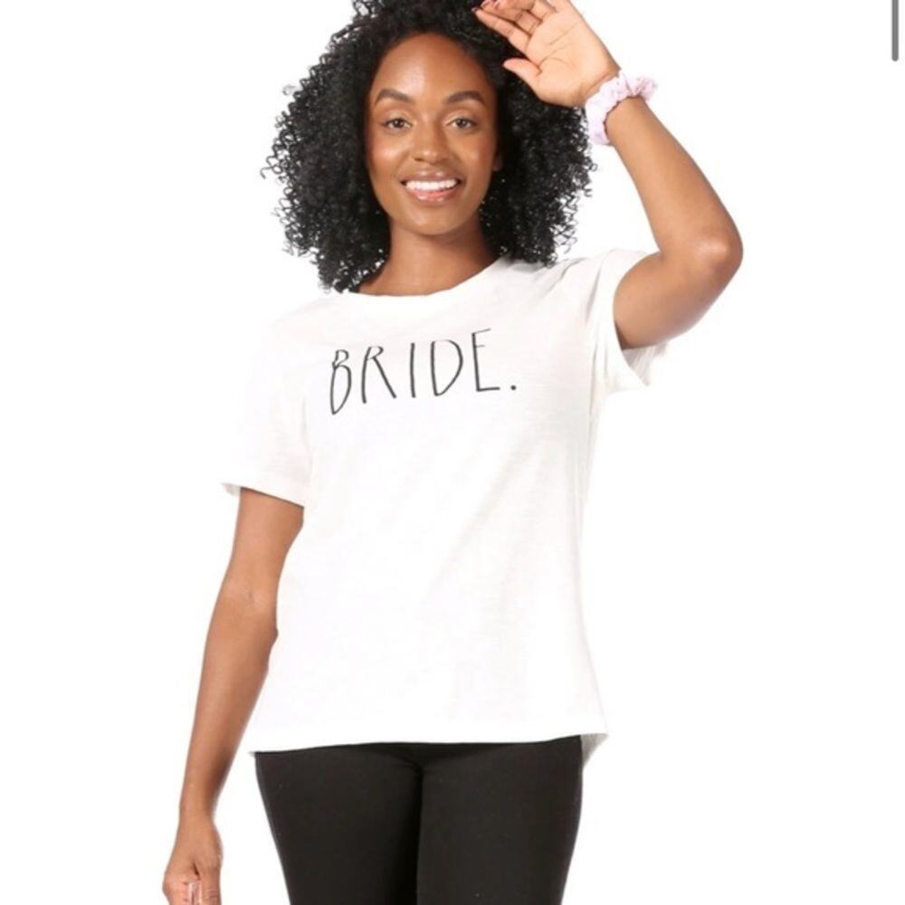 RAE DUNN Women's White “Bride” Short Sleeve Tee Sz L